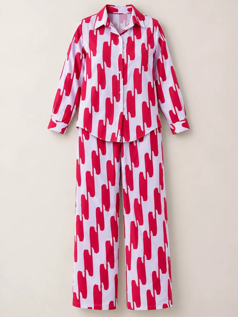 Striped Button-Down Shirt and Wide-Leg Pants Two-Piece Set, image 24