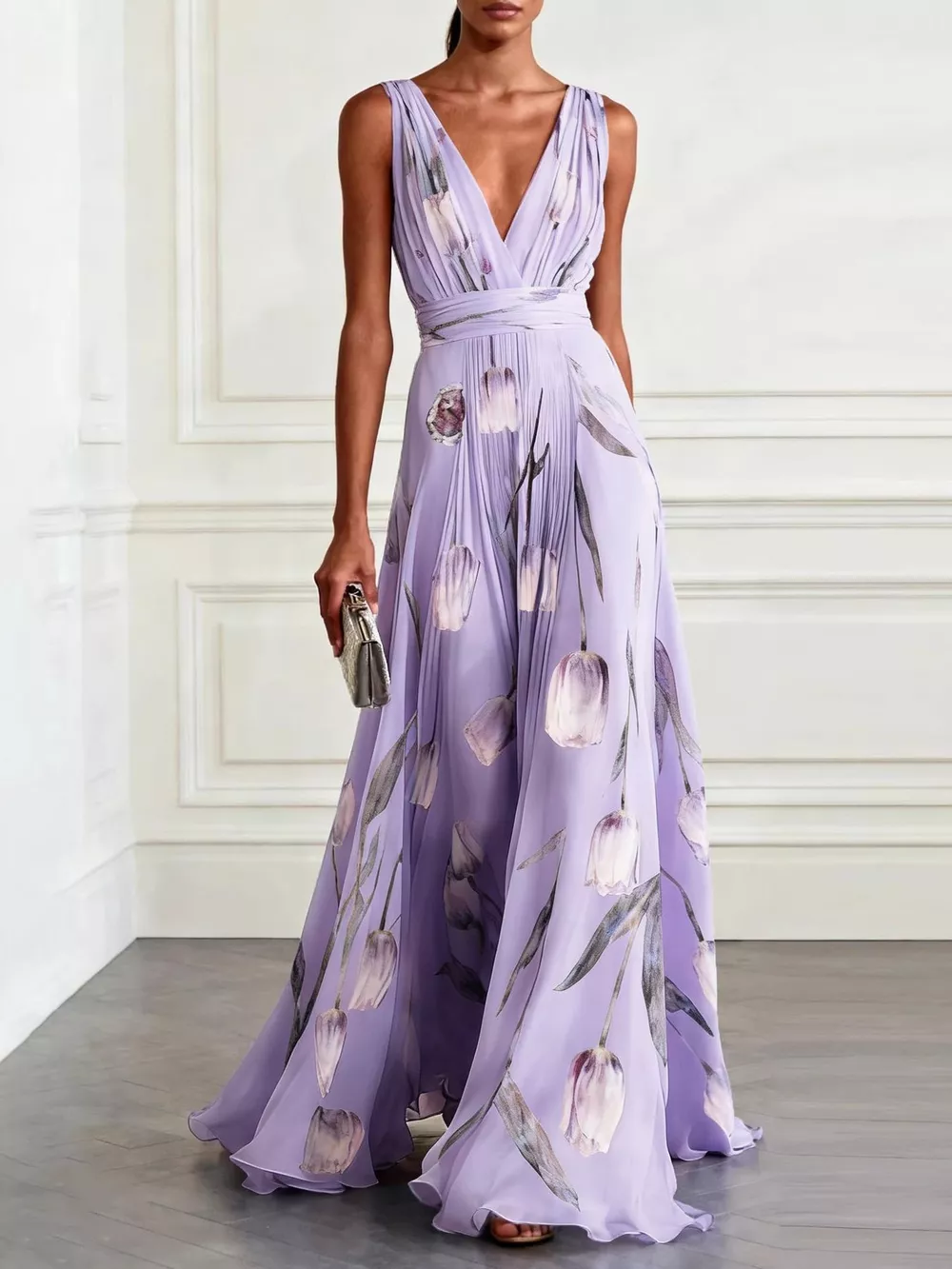 Full Size Sleeveless Floral Print Maxi Dress Plus Size, image 17