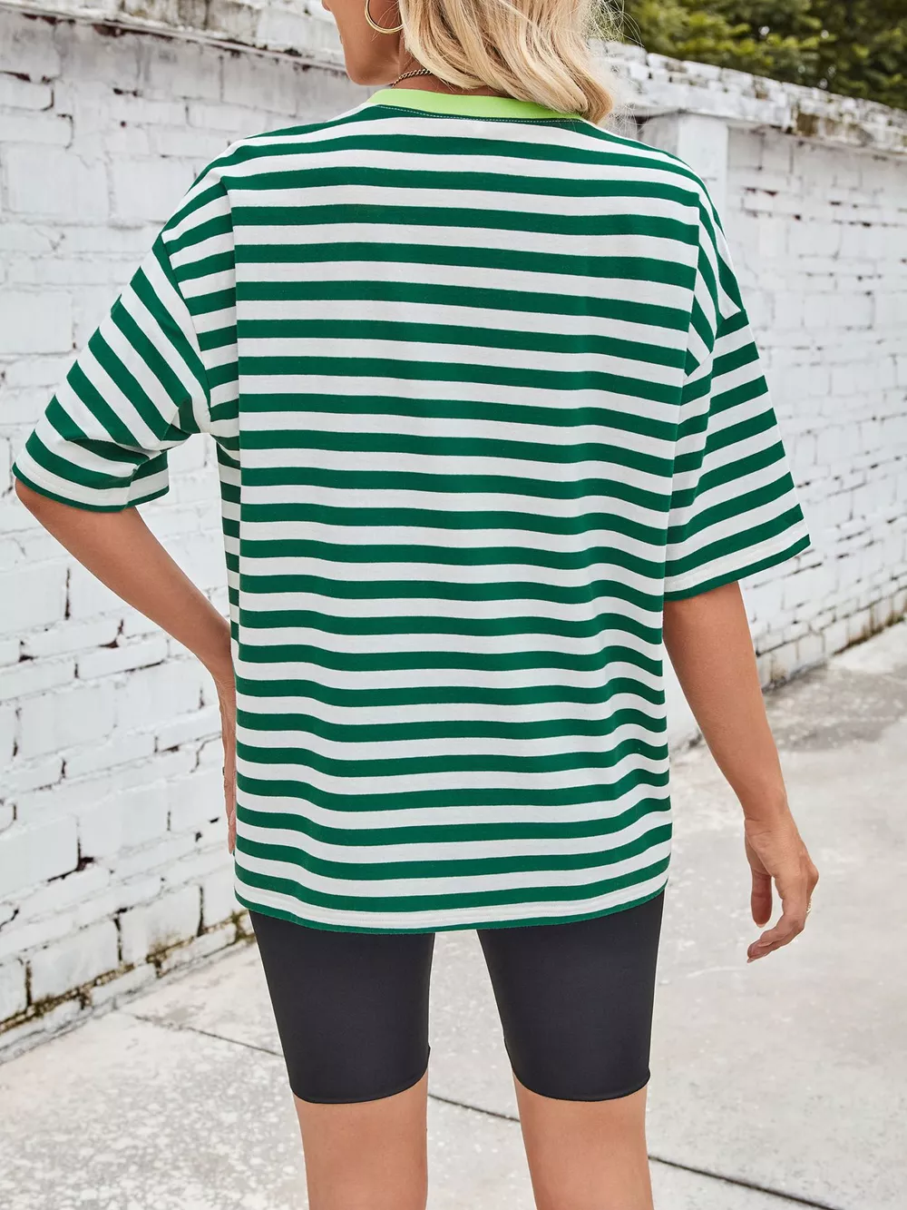 Striped Round Neck Half Sleeve T-Shirt, image 5
