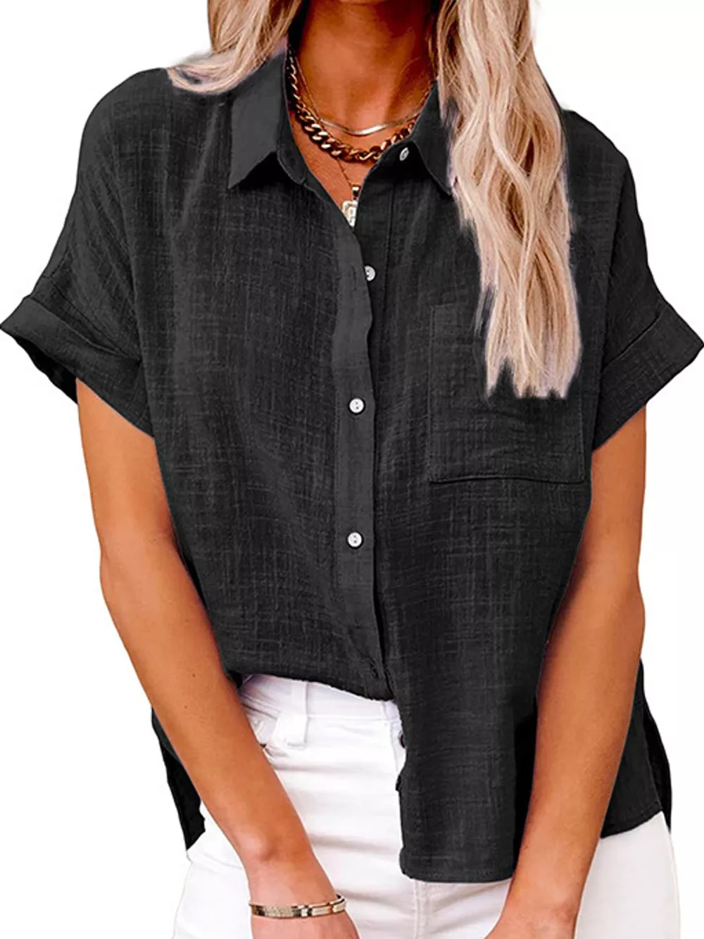 Full Size Button Up Short Sleeve Shirt Plus Size, image 6