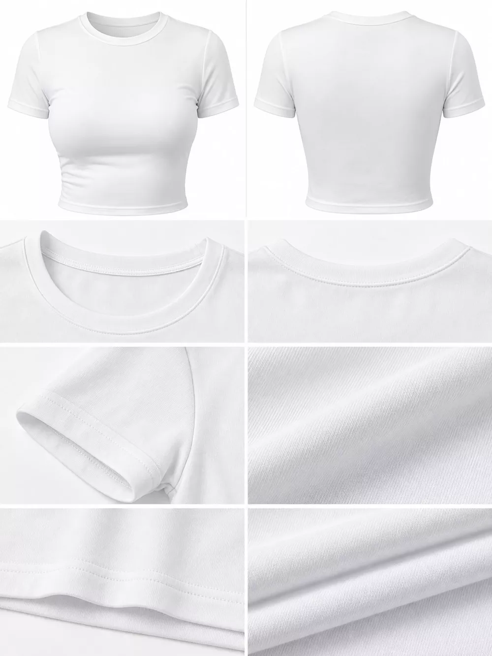 Slim Fit Basic Crew Neck Short Sleeve Crop T-Shirt, image 5