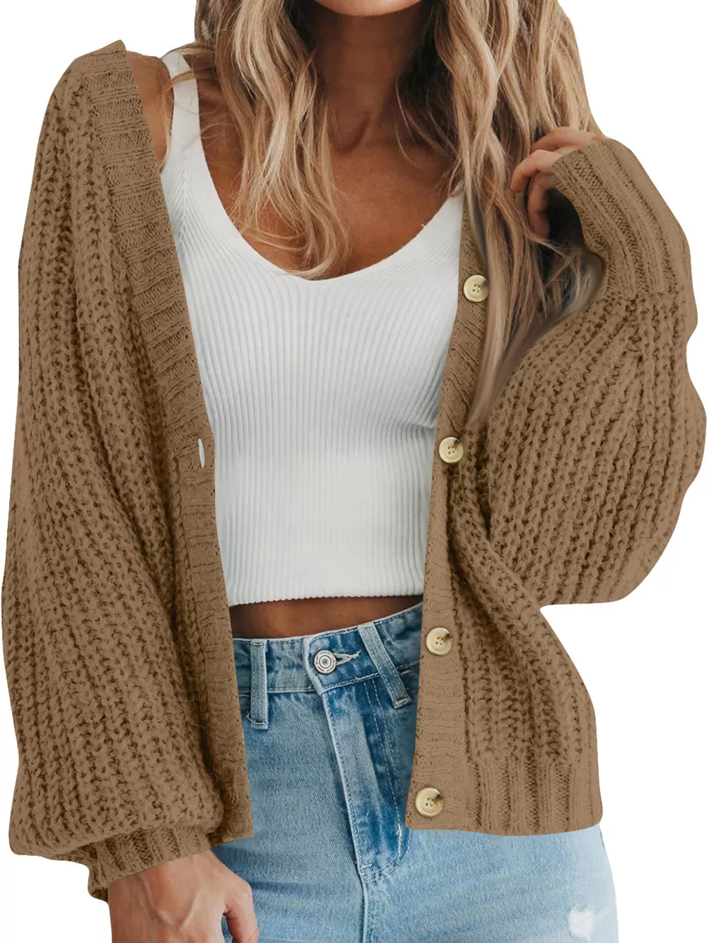 Full Size Chunky Knit Button-Down Cardigan Plus Size, image 22