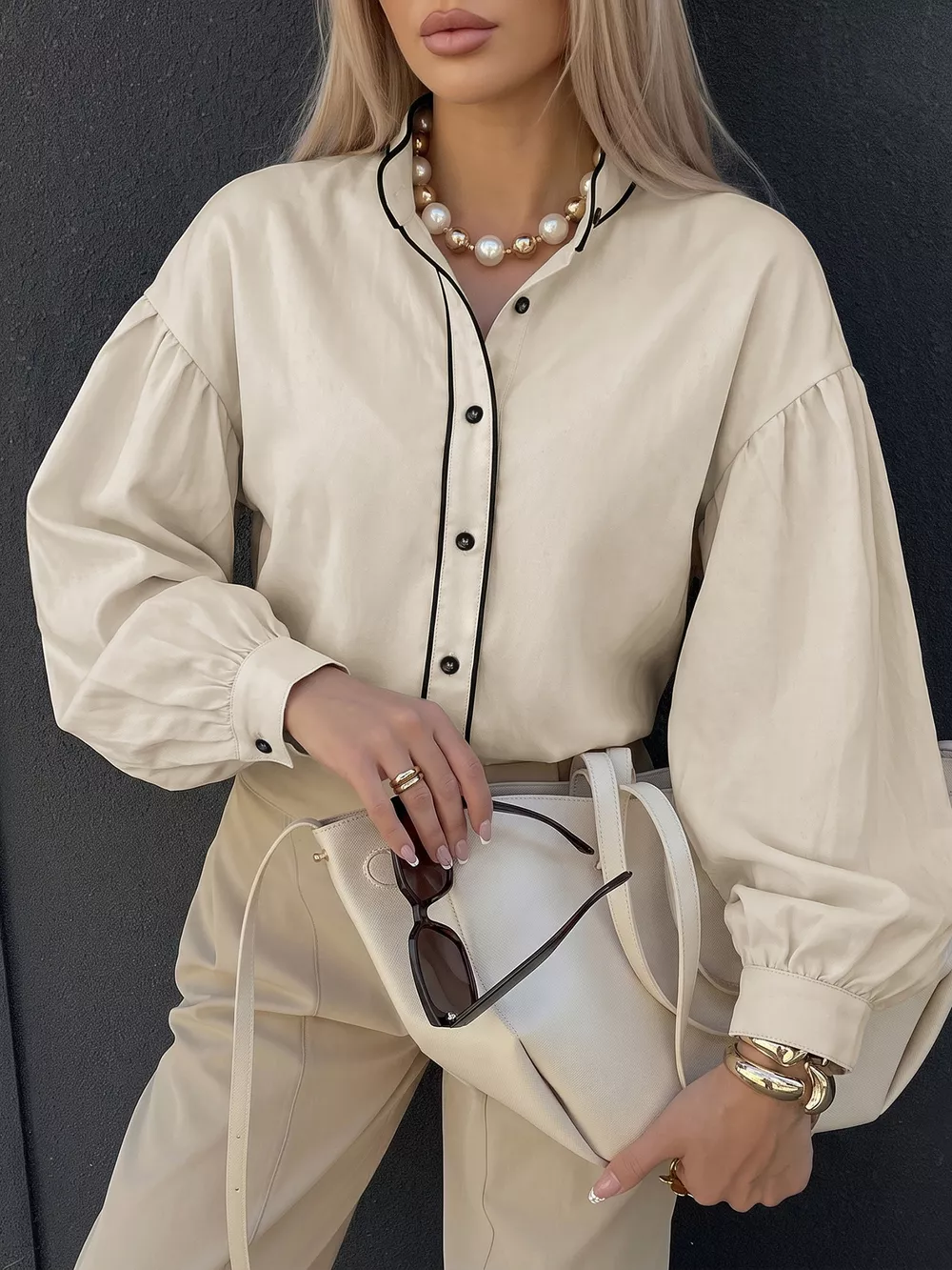 Contrast Trim Long Sleeve Shirt, image 3