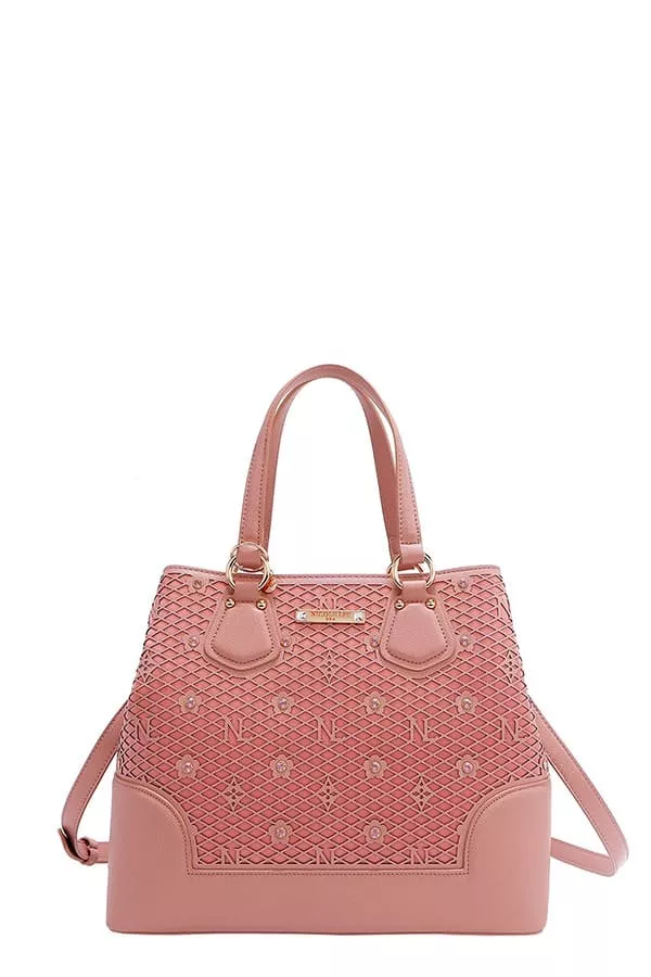 Monogram Pattern Handbag with Rhinestones Decor, image 2