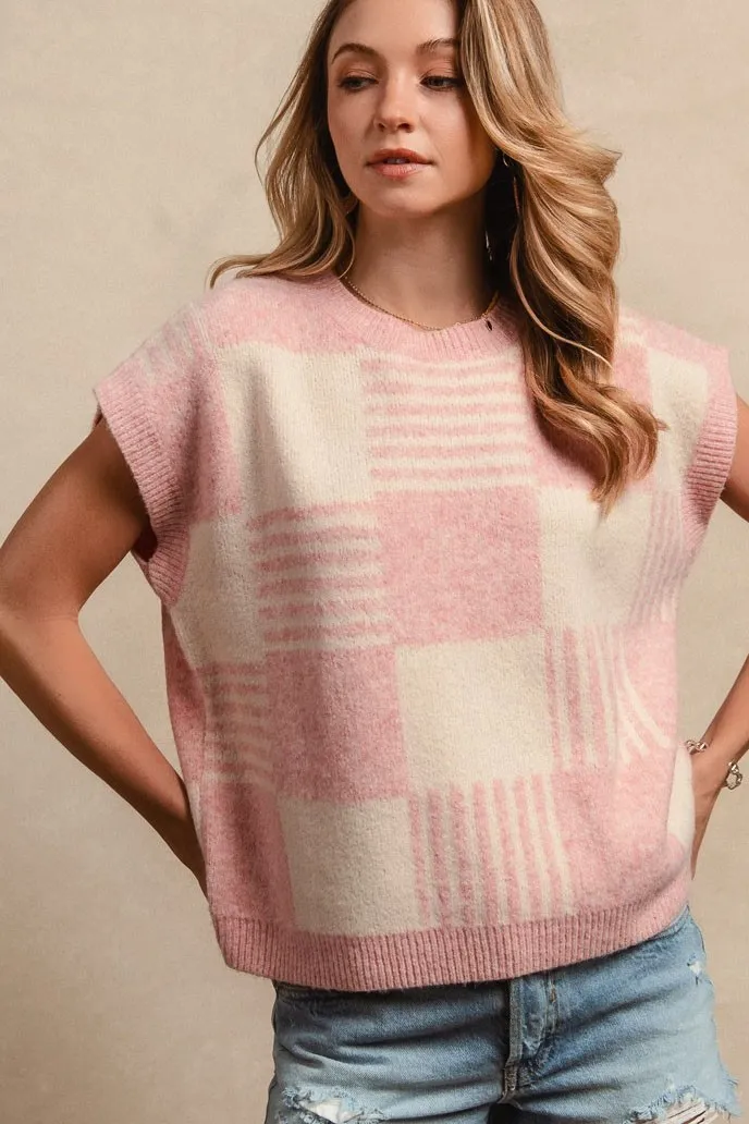 Checker With Stripes Pattern Sleeveless Sweater, image 12