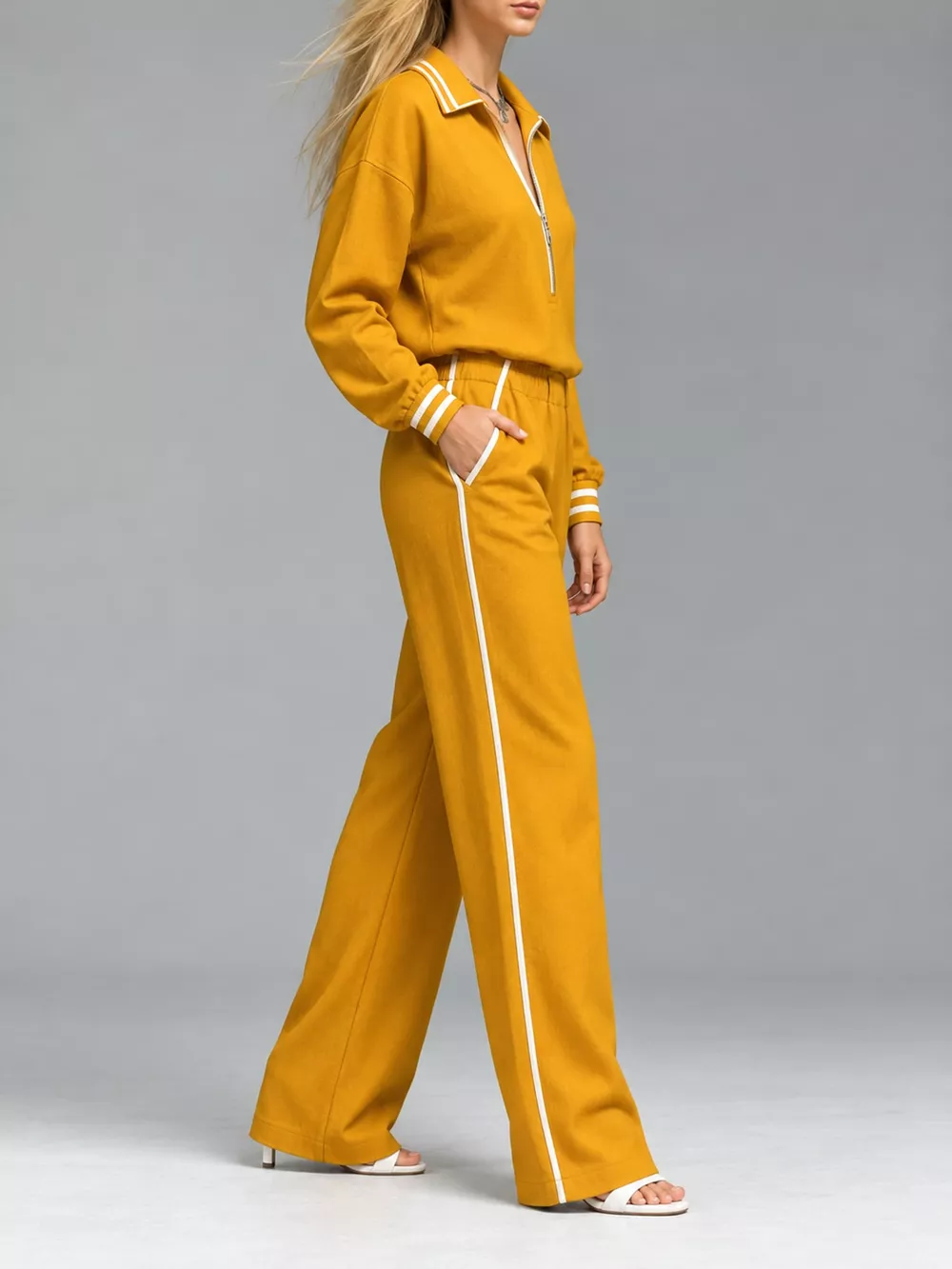 Striped Half Zip Top and Pants Set, image 3