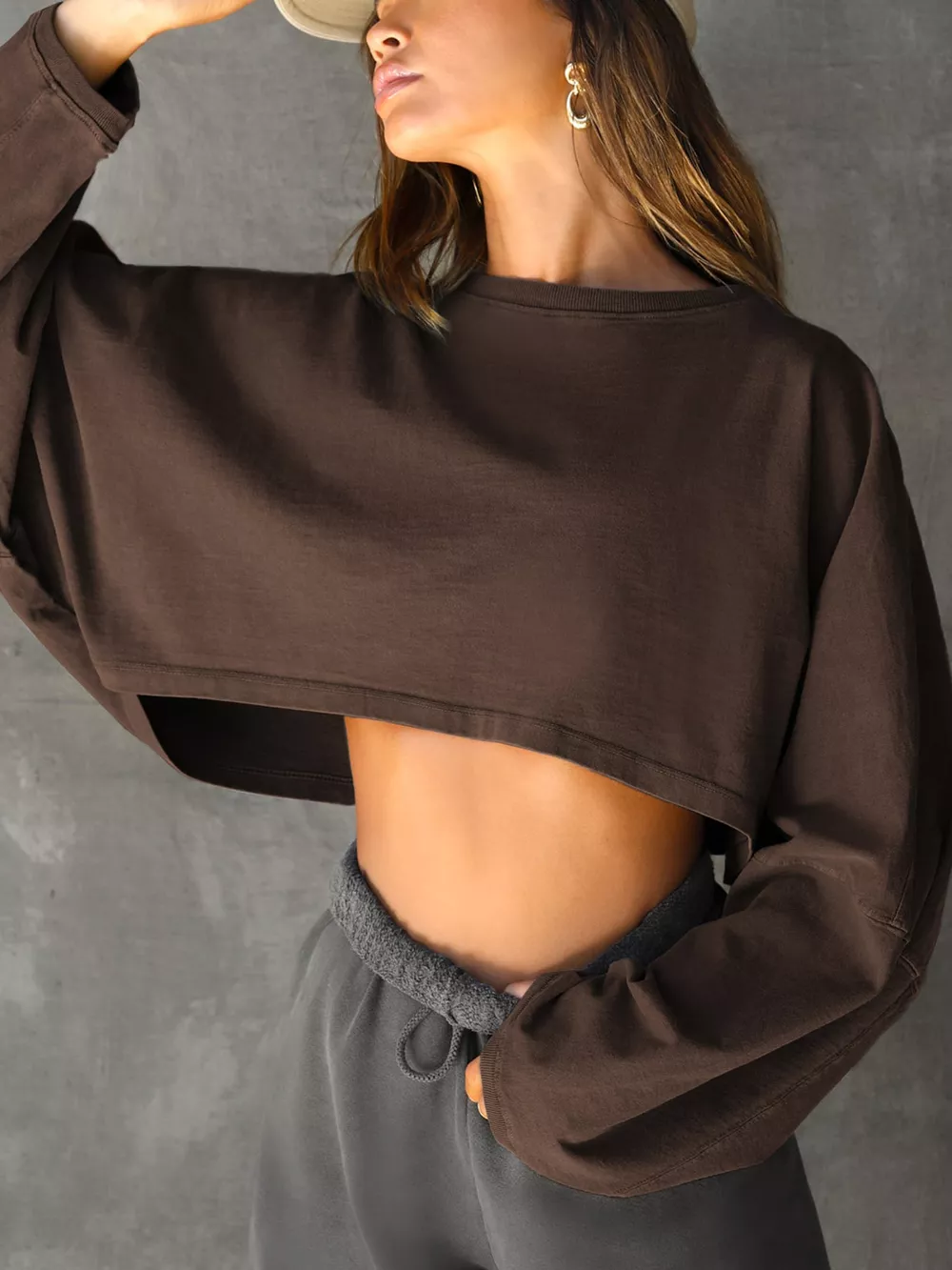 Long Sleeve Cropped Sweatshirt, image 29