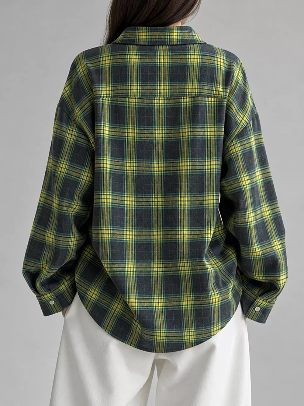Casual Plaid Button-Down Shirt with Front-Tie Detail, image 5