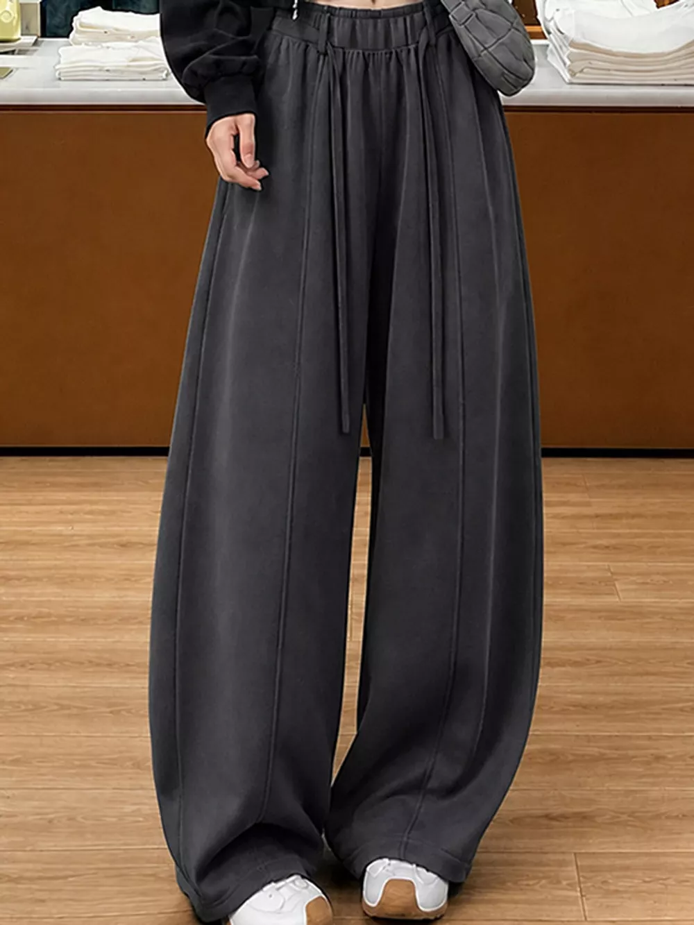 Drawstring Wide-Leg Casual Pants, image 4