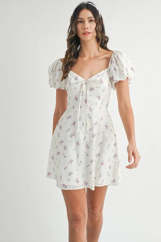 Floral Print Puff Sleeve Mini Dress, image 8