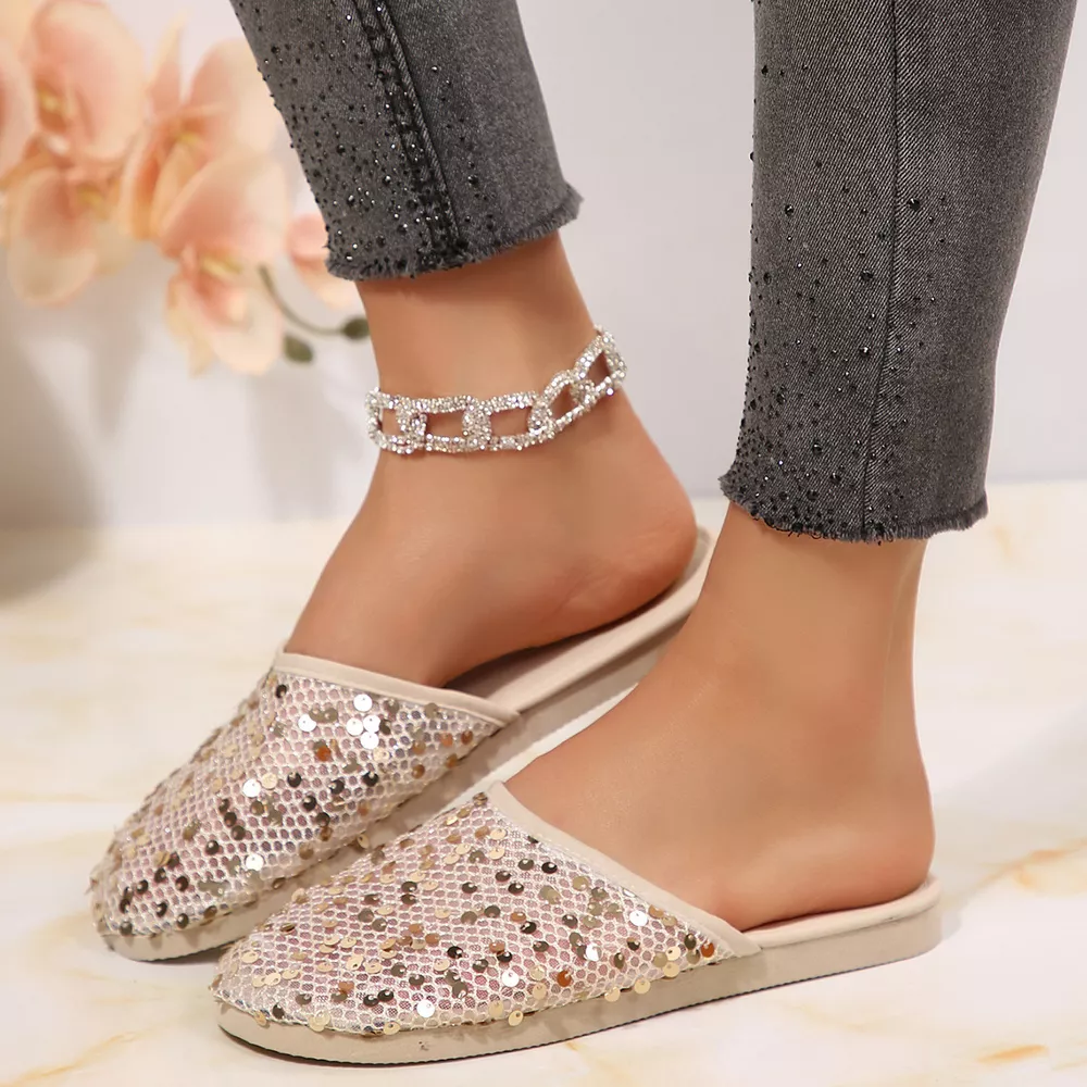 Round Toe Sequin Sandals, image 7