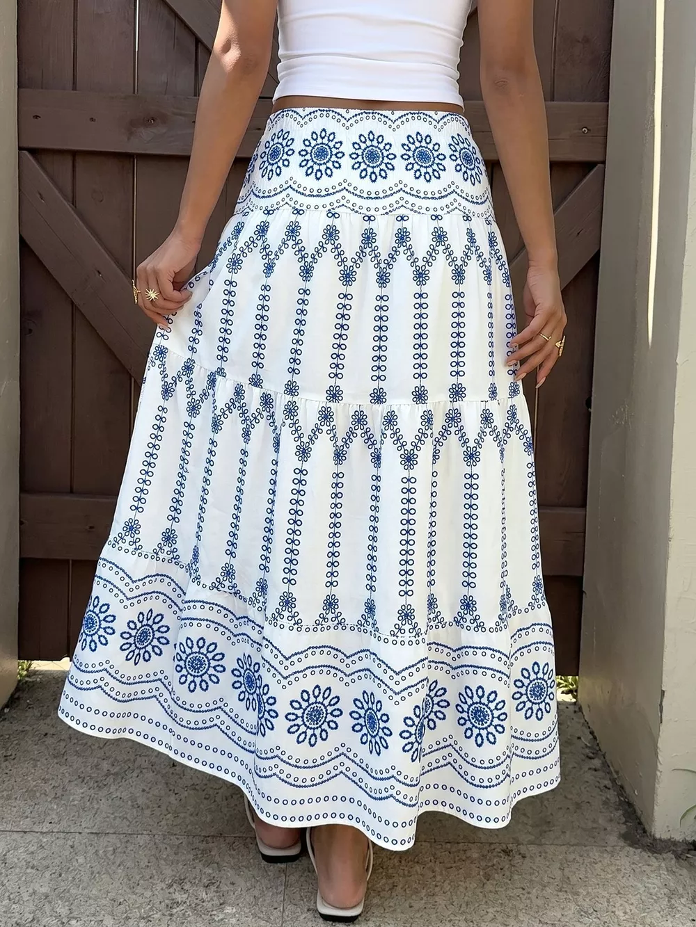 Printed Tiered Maxi Skirt, image 5
