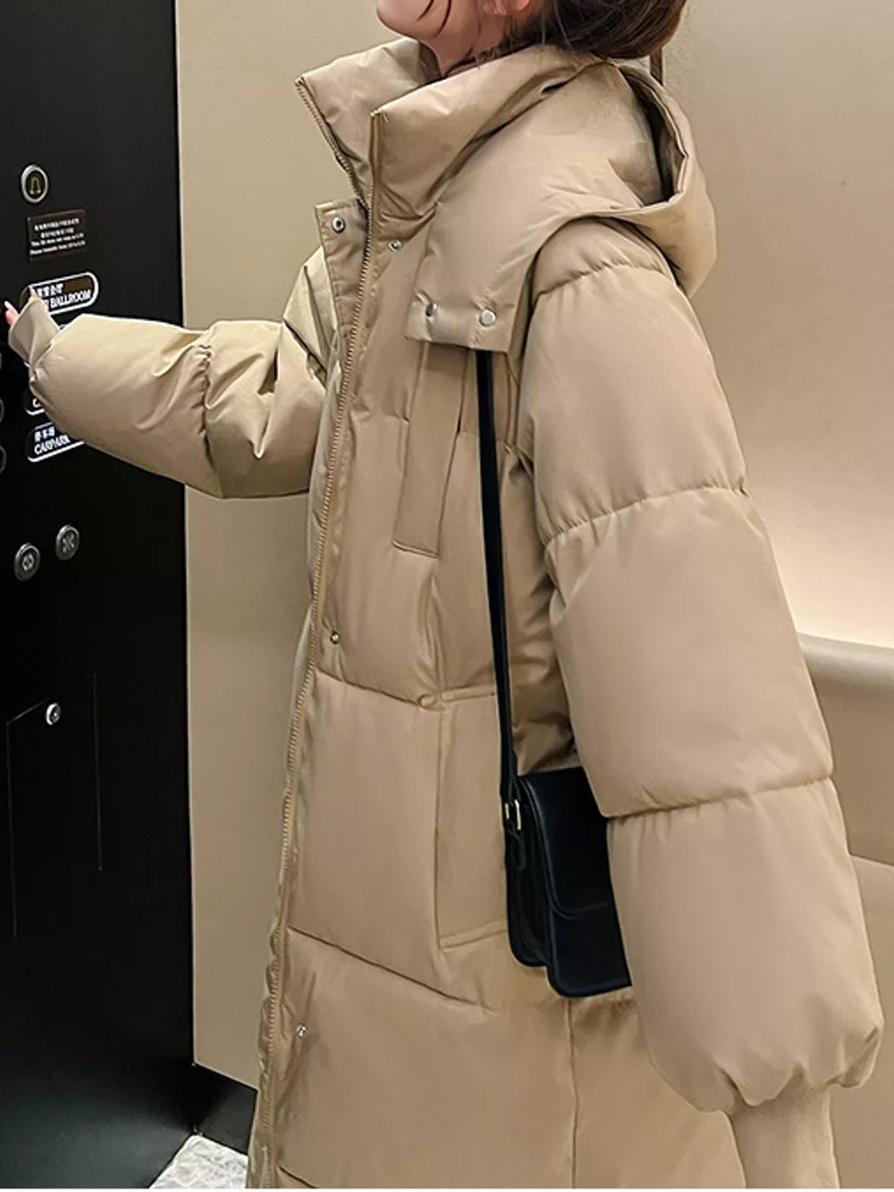 Plus Size Oversized Hooded Longline Puffer Coat, image 4