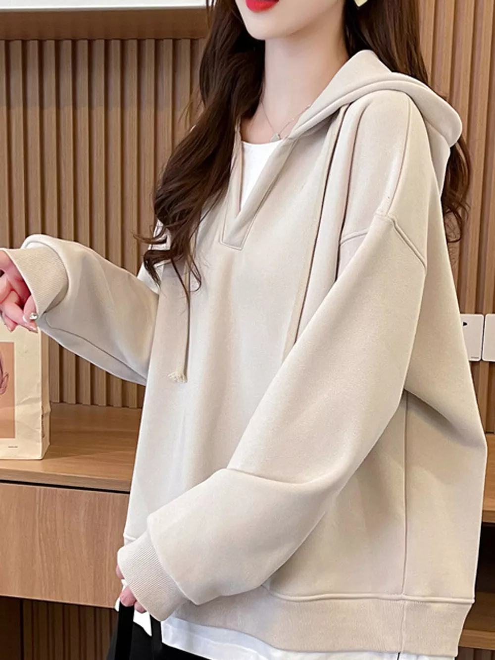 Layered Look Dropped Shoulder Hoodie