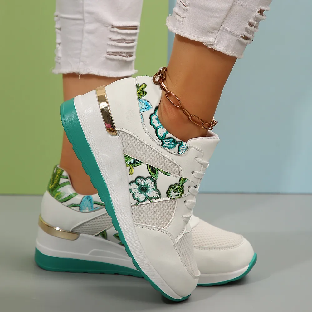 Floral Mesh Wedge Athletic, image 13