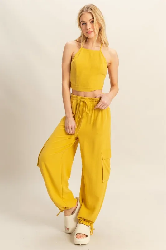 Crop Top and Cargo Pants Set