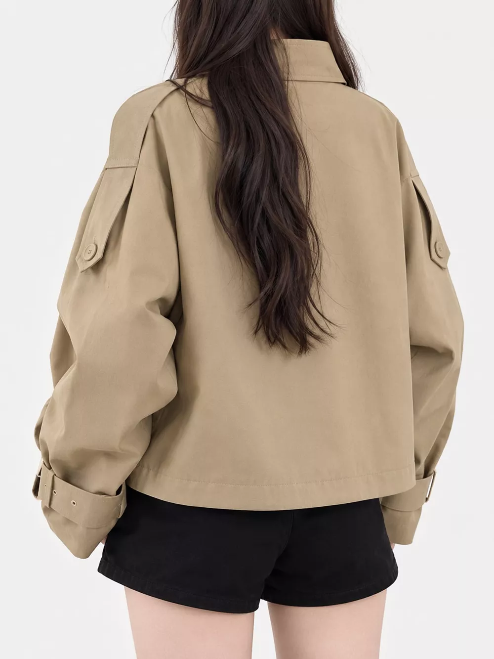 Double-Breasted Cropped Trench Jacket, image 7