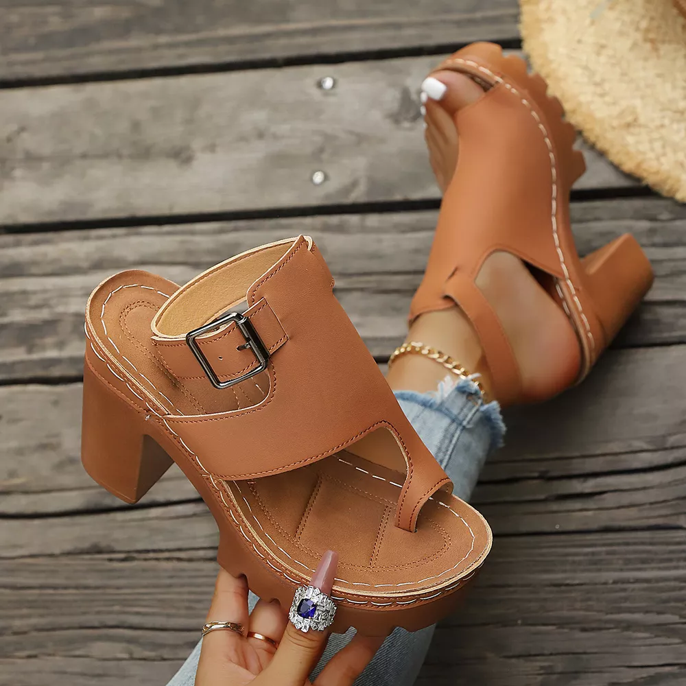 Toe Loop Block Heels Sandals, image 9
