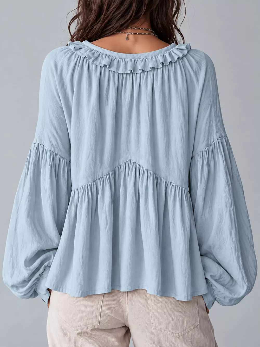 Ruffled V-Neck Blouse, image 7