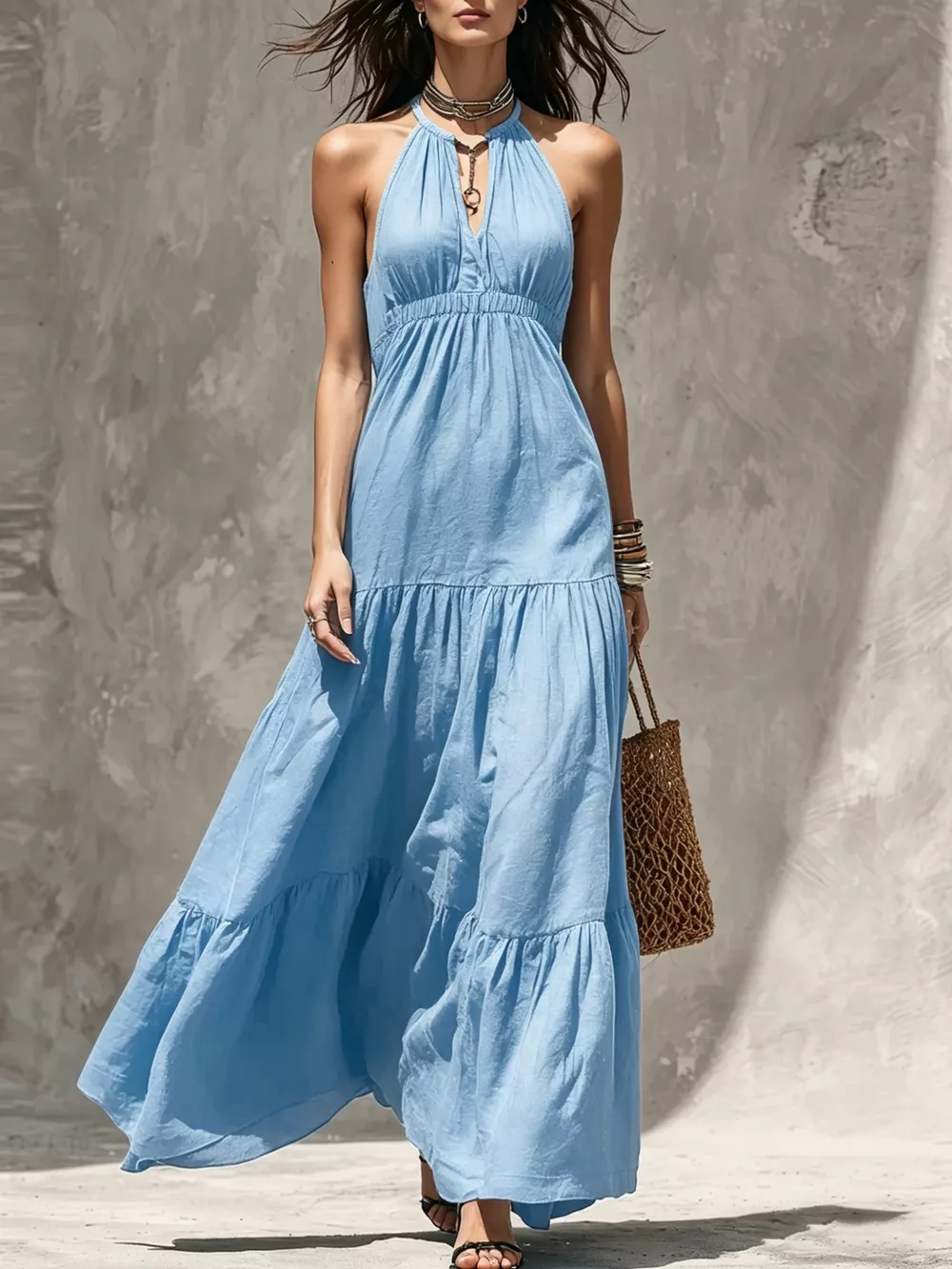Sleeveless Tiered Maxi Dress, image 13