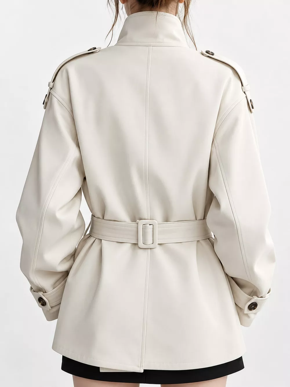Double-Breasted Turtleneck Trench Outerwear, image 3