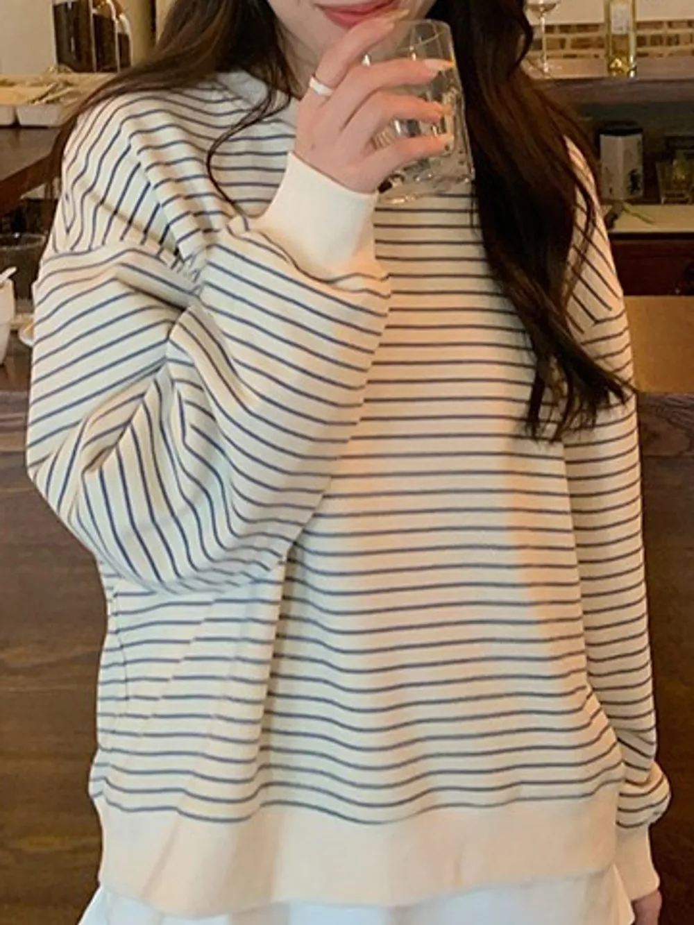 Striped Long-Sleeve Crewneck T-Shirt, image 2