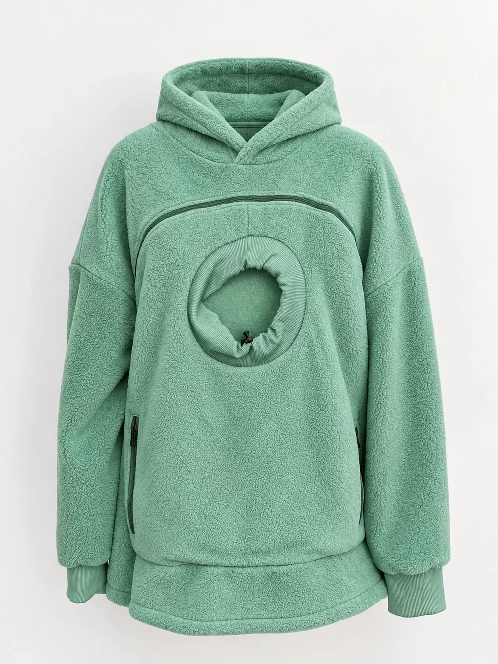 Full Size Fleece Pet-Carrying Hoodie with Cat Pouch Plus Size, image 18