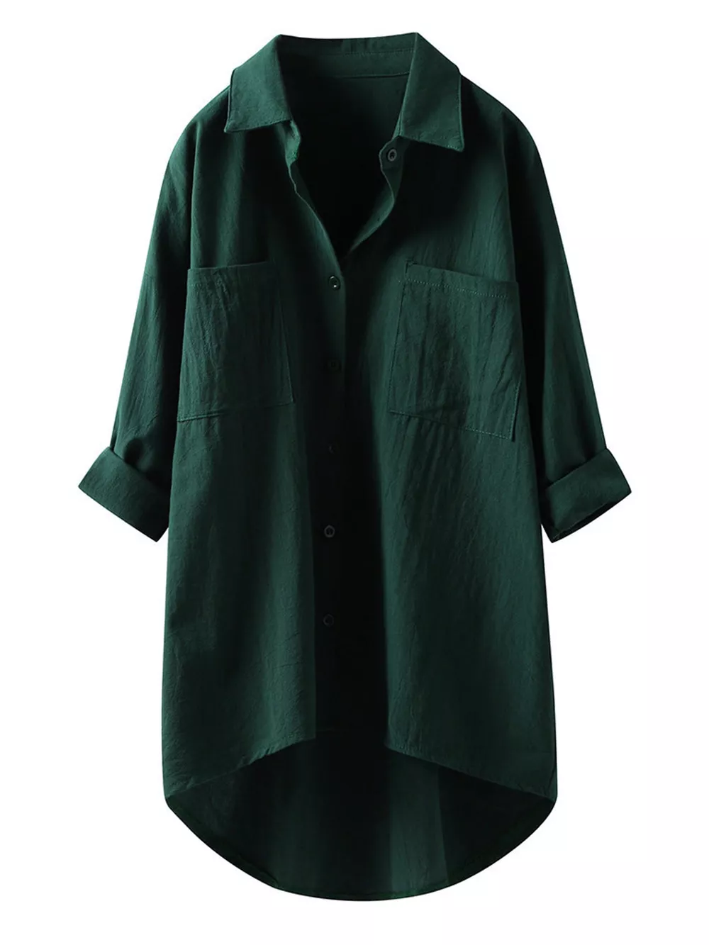 Full Size Casual Button-Down Shirt with Dual Chest Pockets Plus Size, image 24