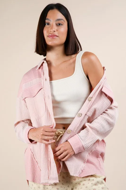 Mineral Washed Oversized Gauze Shacket