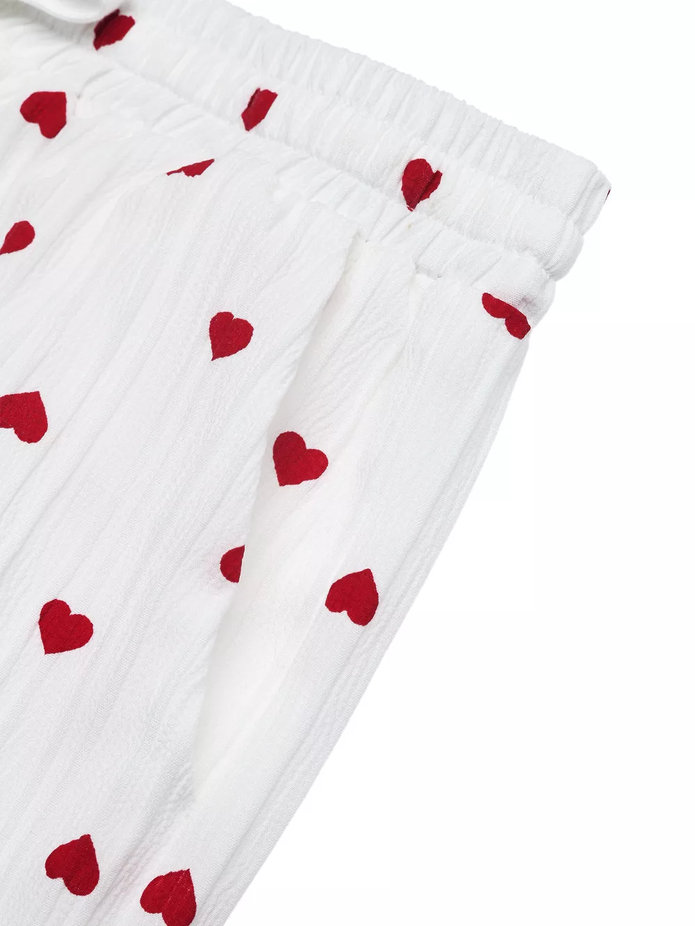 Heart Print Drawstring Waist Wide Leg Pants, image 6