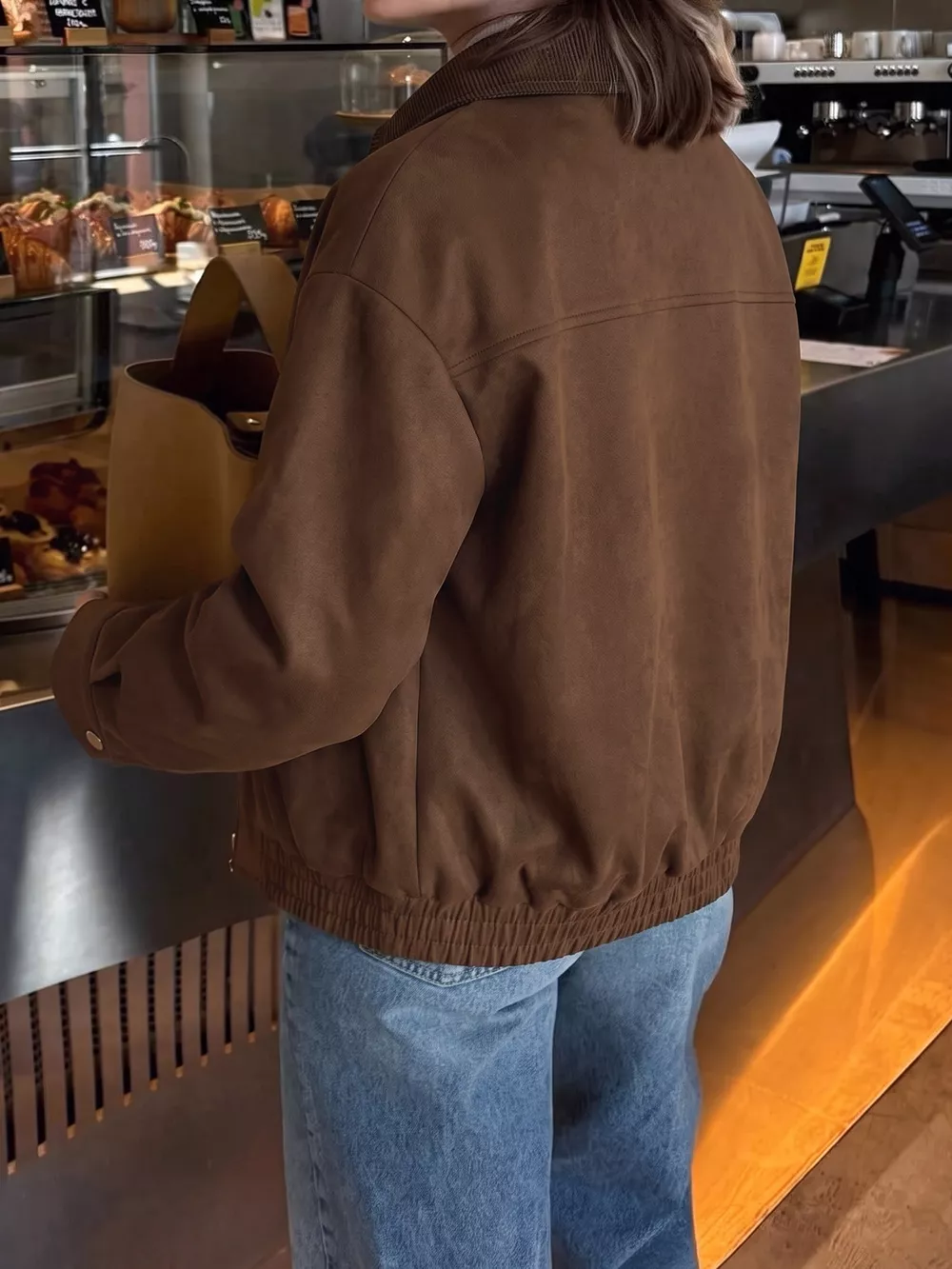 Corduroy Collar Zip-Up Jacket, image 7