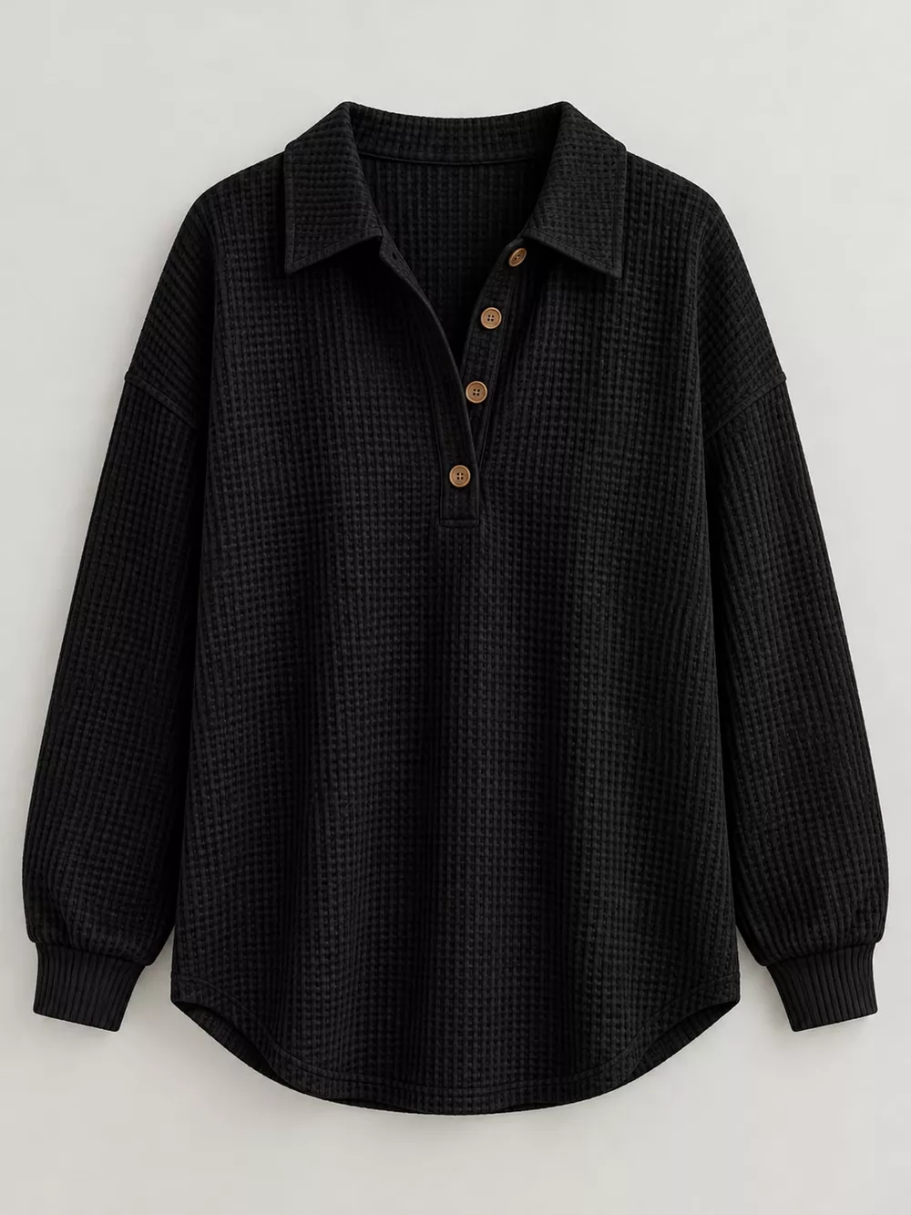 Full Size Waffle Knit Dropped Shoulder Top Plus Size, image 8