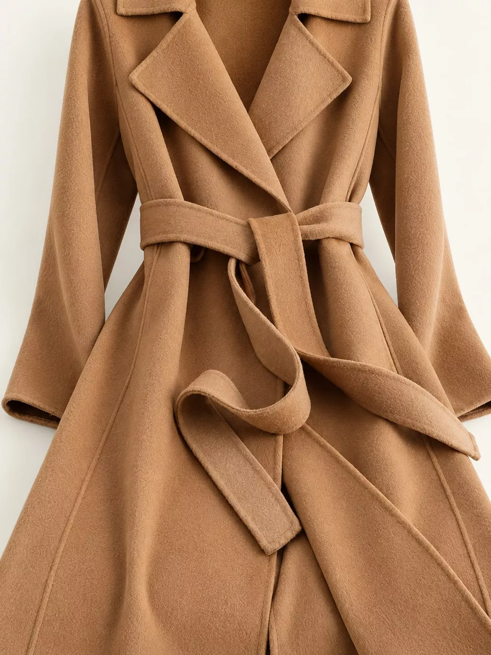 Longline Wool Coat with Waist-Defining Belt, image 10