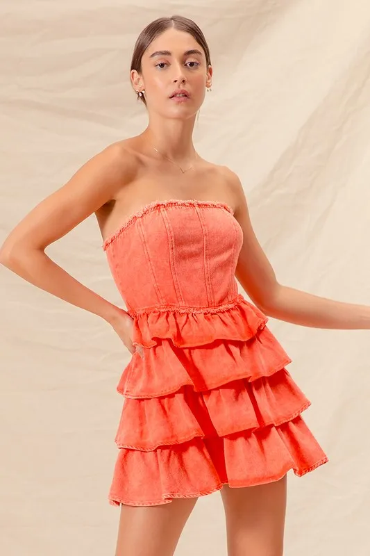 Strapless Ruffle Layered Game Day Cheer Up Dress, image 10