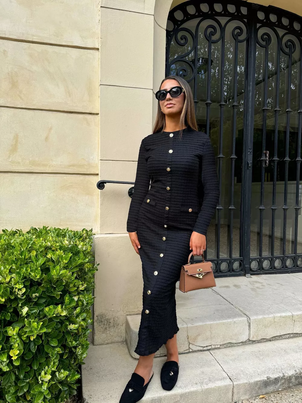 Textured Decor Button Midi Dress, image 7