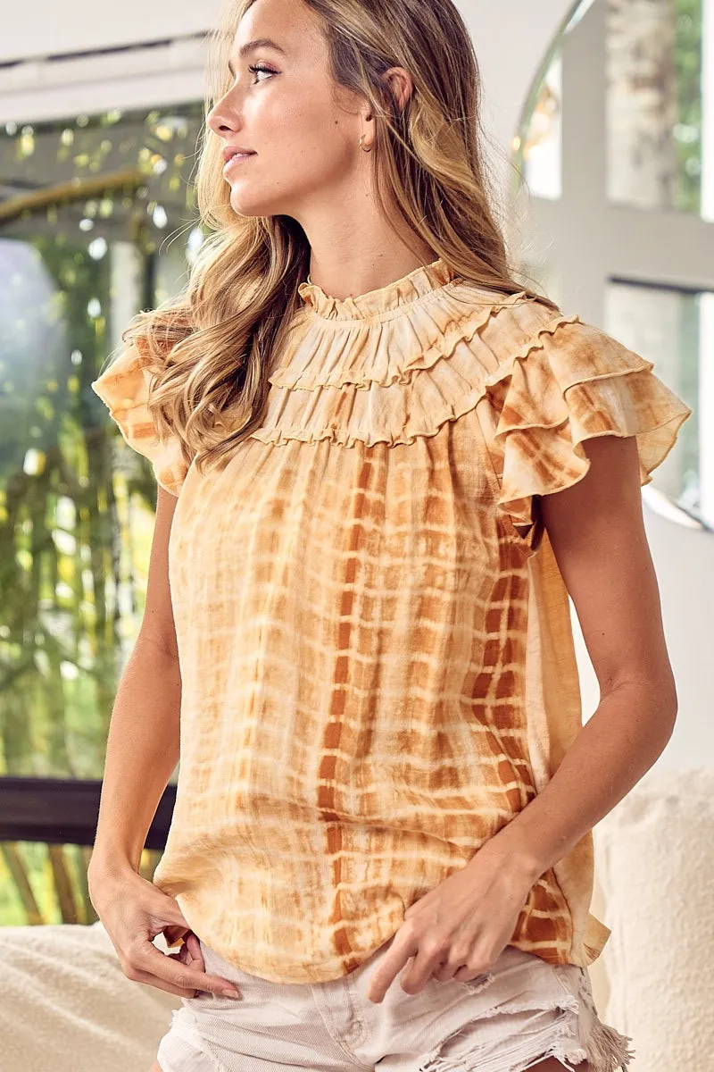 Tiered Ruffle Neck Tie Dye Top, image 14