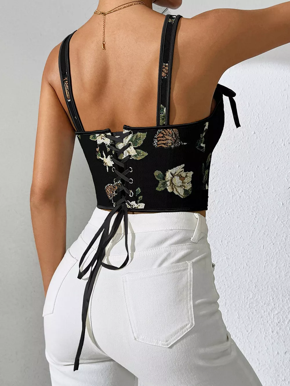 Floral Lace Up Back Tank, image 17