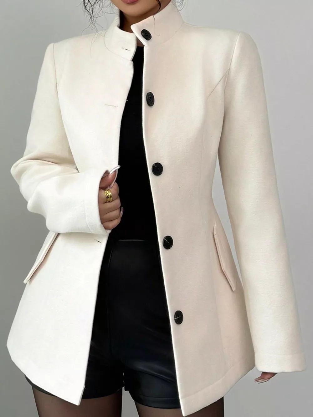 Stand-Collar Single-Breasted Outerwear, image 3
