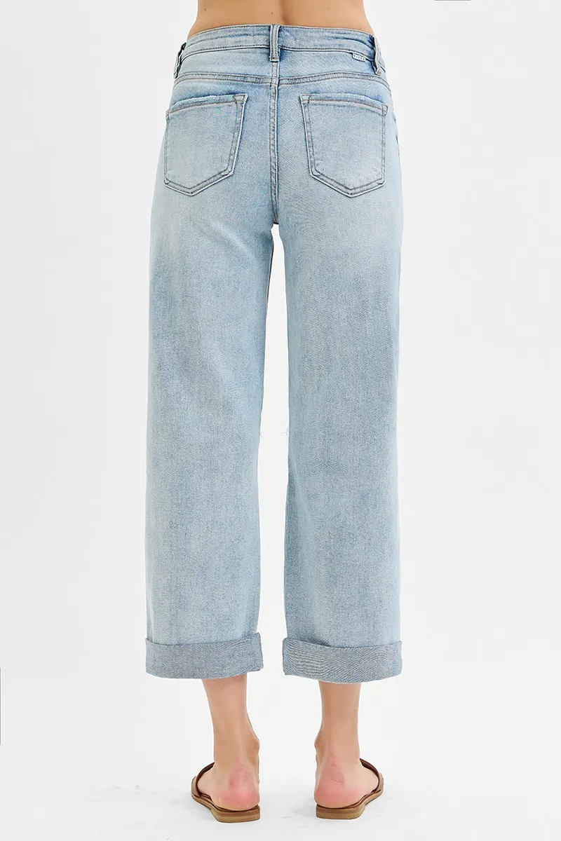 Full Size Mid Rise Fit Boyfriend Jeans with Cuff Plus Size, image 4