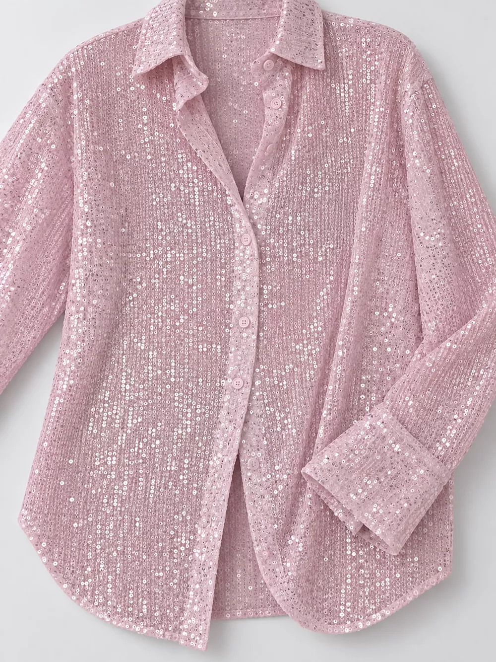 Full Size Sequin Button-Down Shirt Plus Size, image 44