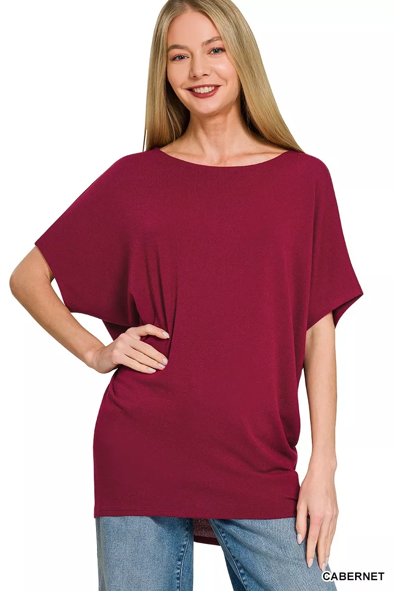 Hacci Dolman Sleeve Boat Neck Top