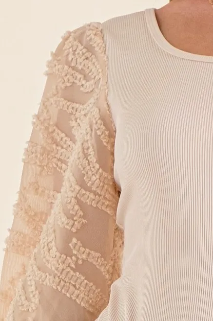 Textured Puff Sleeve Bodysuit, image 6