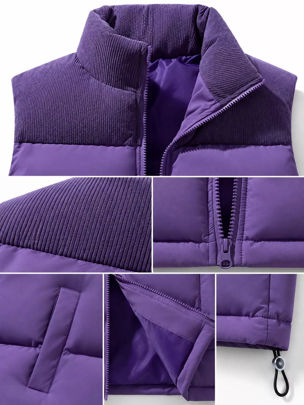 Men's Full Size Corduroy Patchwork Puffer Vest Plus Size, image 15