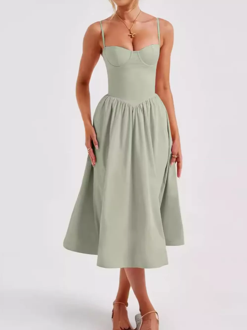 Sweetheart Neck Midi Cami Dress, image 36
