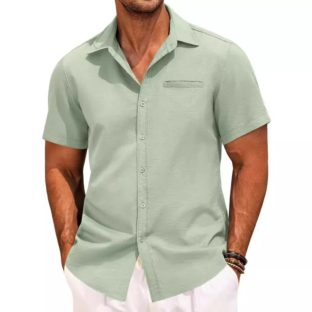 Men's Plus Size Classic Short Sleeve Button Down Shirt, image 6