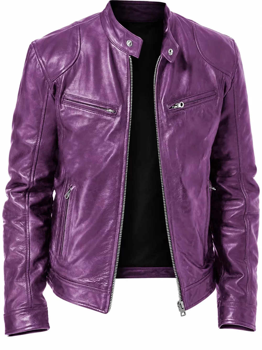 Men's Full Size Faux Leather Zip Up Jacket Plus Size, image 85
