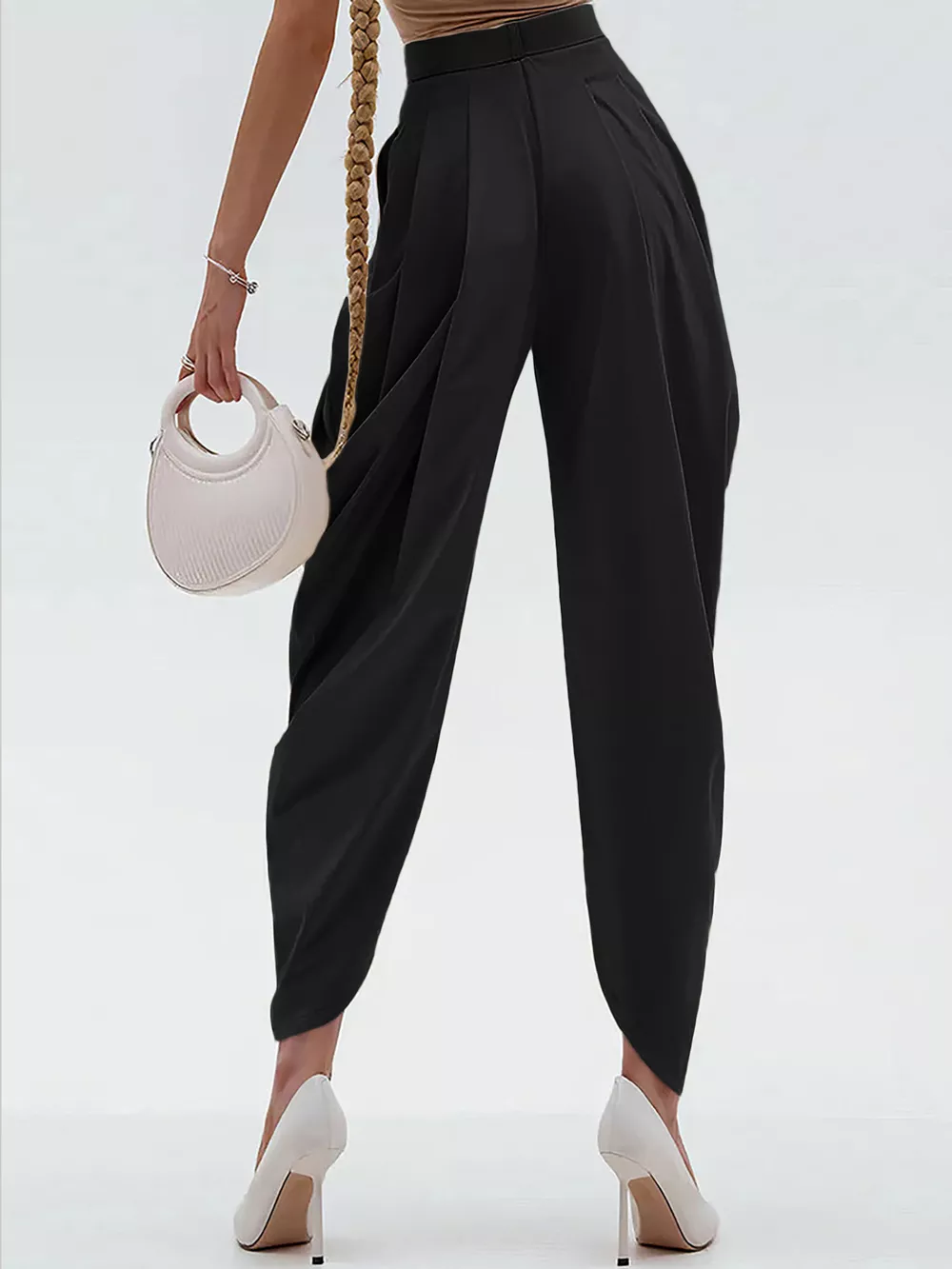 High-Waisted Pleated Drape Pants, image 6