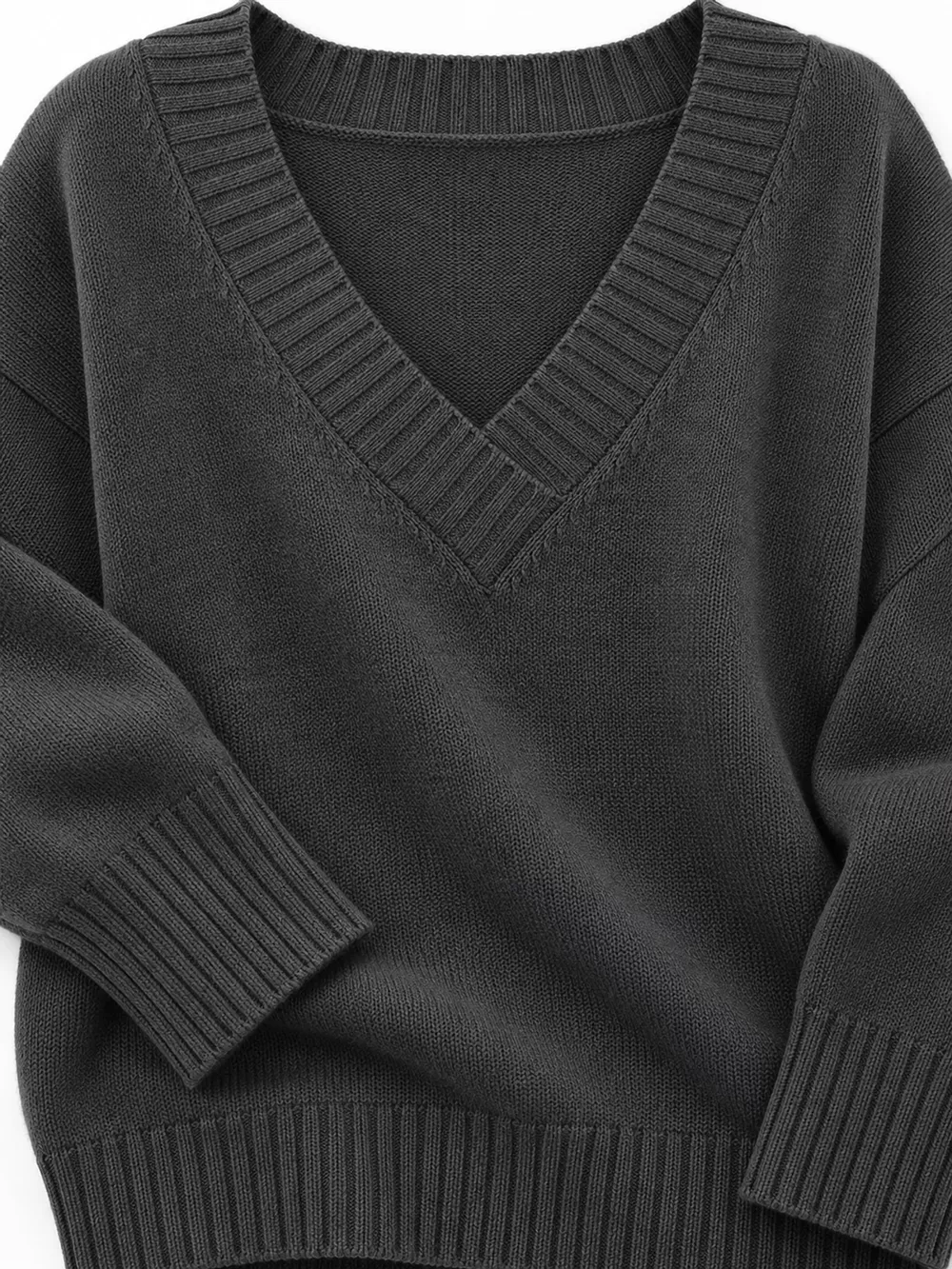 Full Size V-Neck Dropped Shoulder Sweater Plus Size, image 31