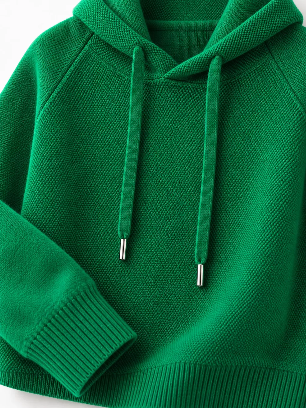 Drawstring Long Sleeve Hooded Knit Sweater, image 39