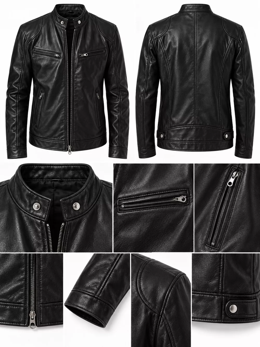 Men's Full Size Faux Leather Zip Up Jacket Plus Size, image 13